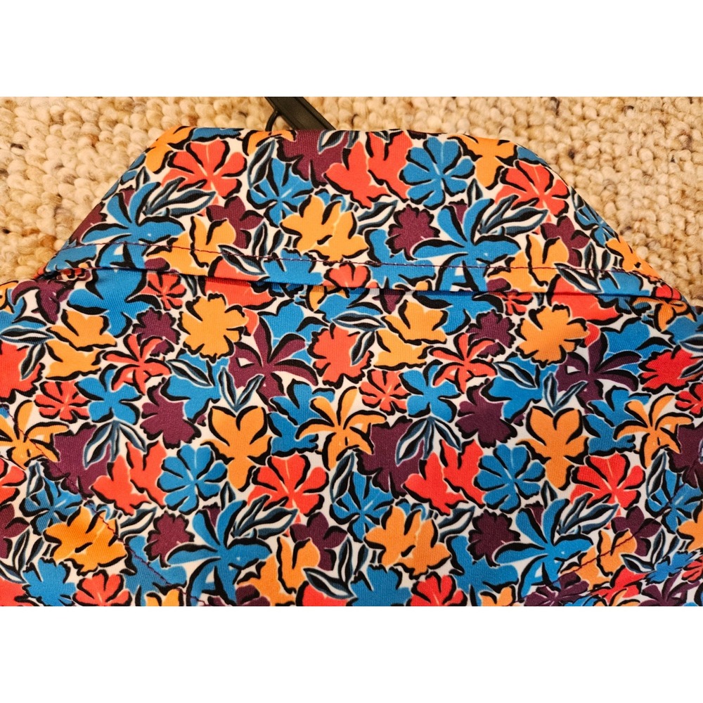 Good Good Golf Mens Small Floral Performance Polo Shirt Multicolor Short Sleeve - Picture 9 of 9
